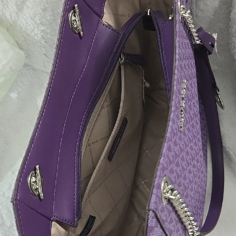 Michael Kors Purple Signature Canvas Tote - Picture 5 of 12